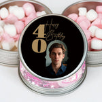 autocollants visage personnalisés 5cm noir doré bleu rose blanc anniversaire moderne adhésifs festifs transparents