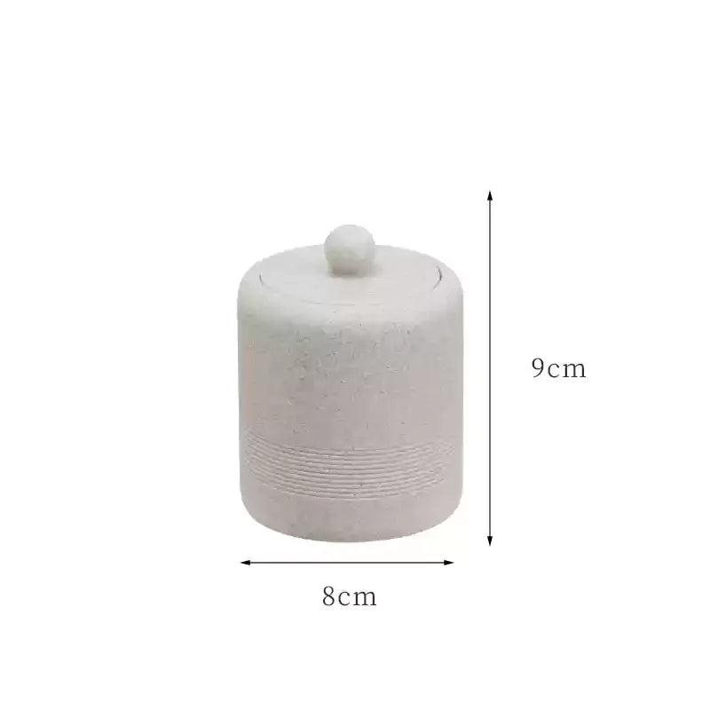 ensemble salle bain moderne beige clair plateau gobelet trousse coton flacon savon brosse dents