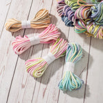 cordelette coton 3mm rayures rose blanc bleu clair verte haute ténacité écologique texturée étiquette