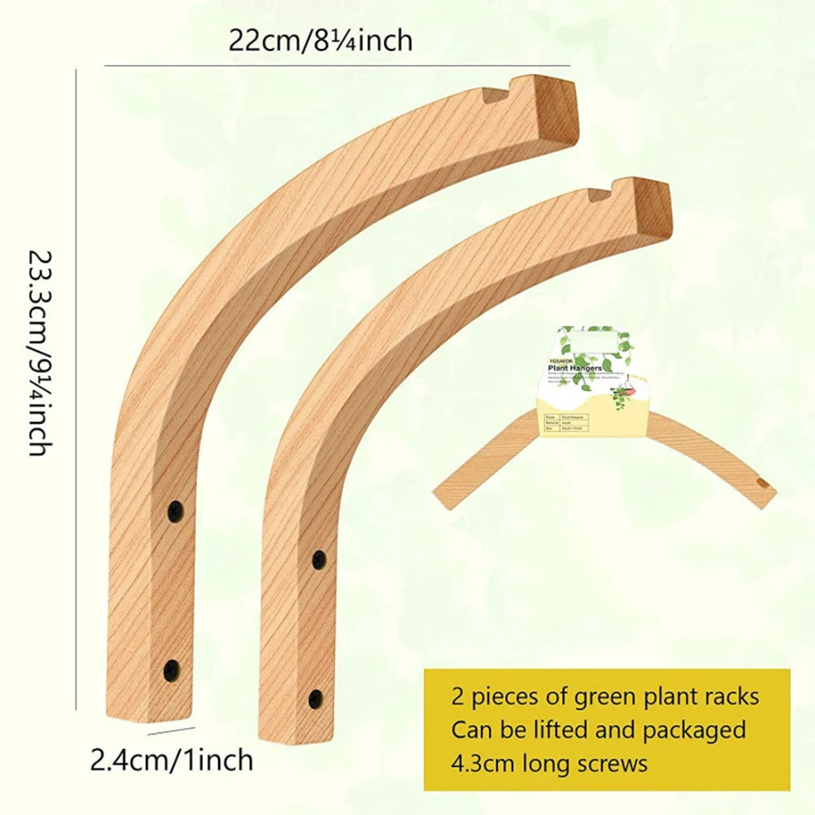 supports murals bois naturel clair plantes suspendues modernes vis fixations balcon maison