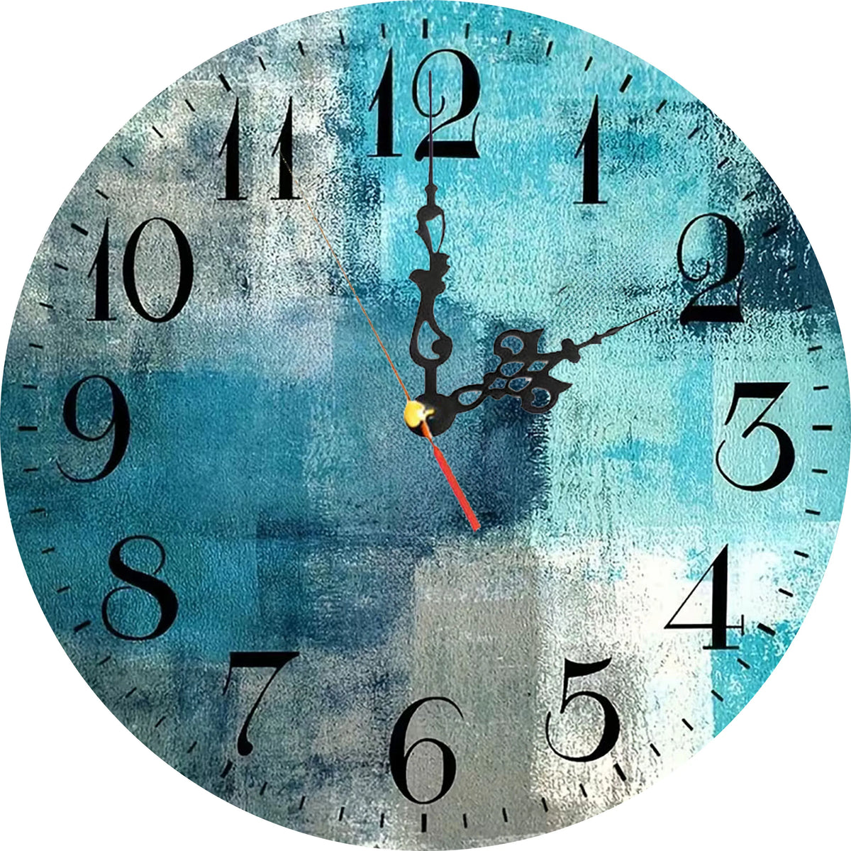 horloge murale aiguille quartz scénique paysage marin bois moderne 25cm bleu violet