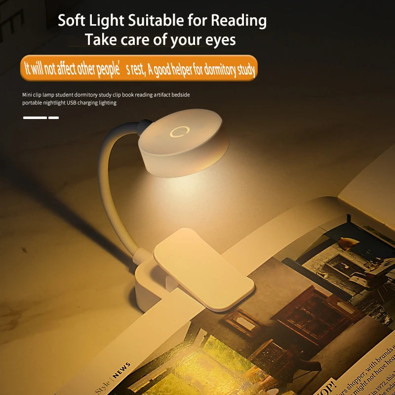 lampe lecture rechargeable led clip blanc moderne veilleuse 360° ajustable flux lumineux portable certification