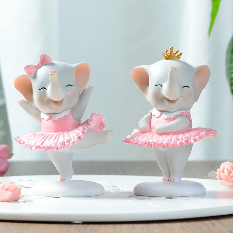 figurines éléphants résine rose blanche adorable décorative enfantine accessoire chambre