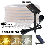 Bande lumineuse solaire néon COB 24V éclairant un salon moderne