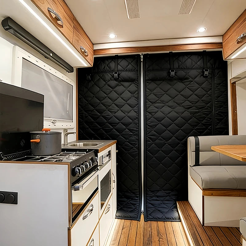 rideau porte noir quilted opaque moderne clips coton épais isolation thermique 195cmx190cm