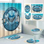 rideau douche motif marine tapis bain couvercle toilette poissons coraux