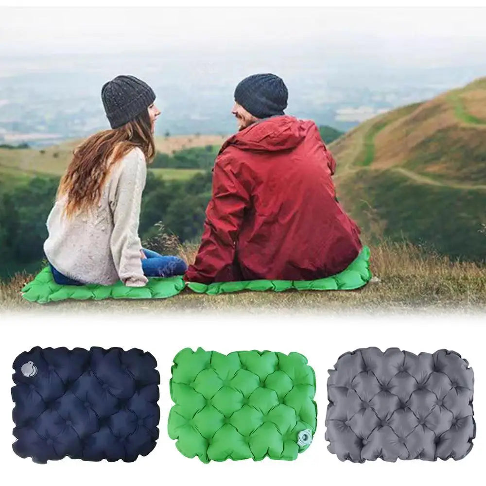 coussin gonflable tufté moderne vert bleu marine gris anti escarres portable camping