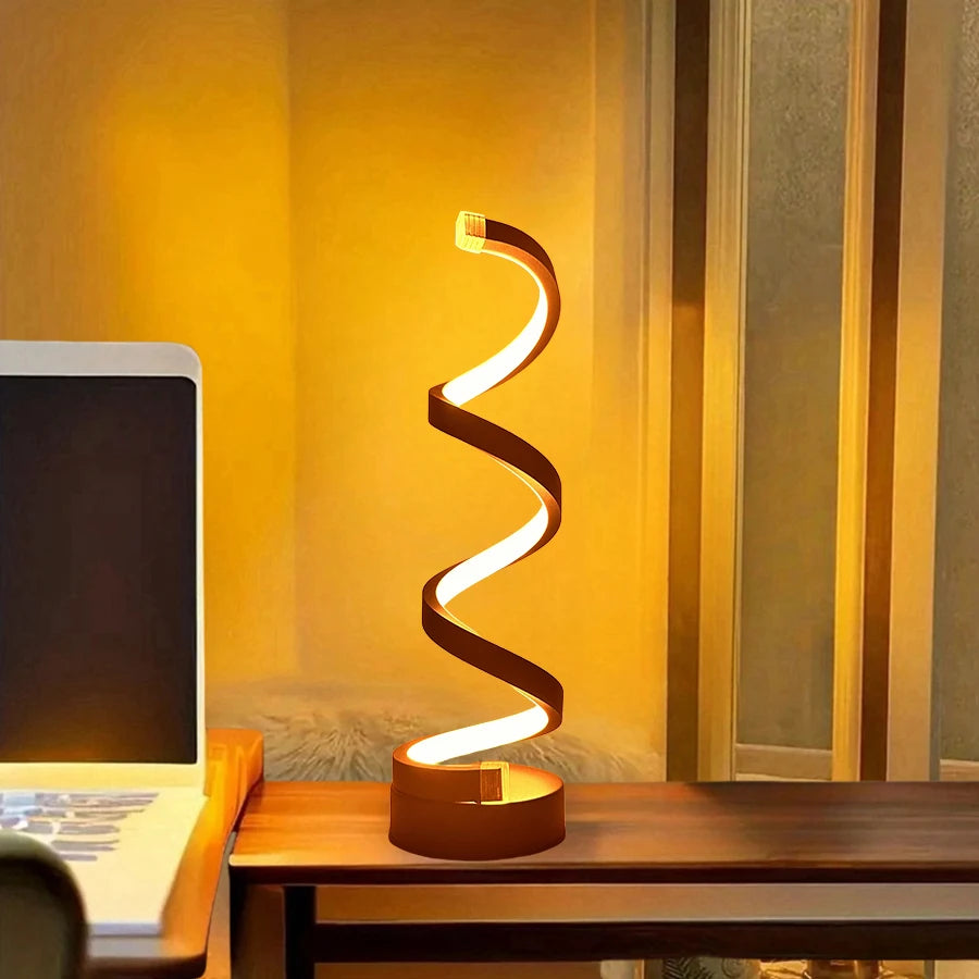 lampe table moderne spirale noir blanc orange réglable chambre salon