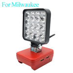 lampe travail led rechargeable batterie lithium portable compact noire jaune rouge moderne