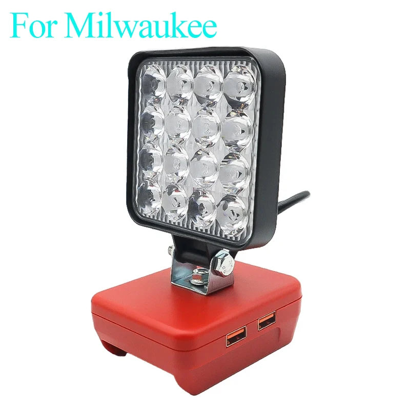 lampe travail led rechargeable batterie lithium portable compact noire jaune rouge moderne