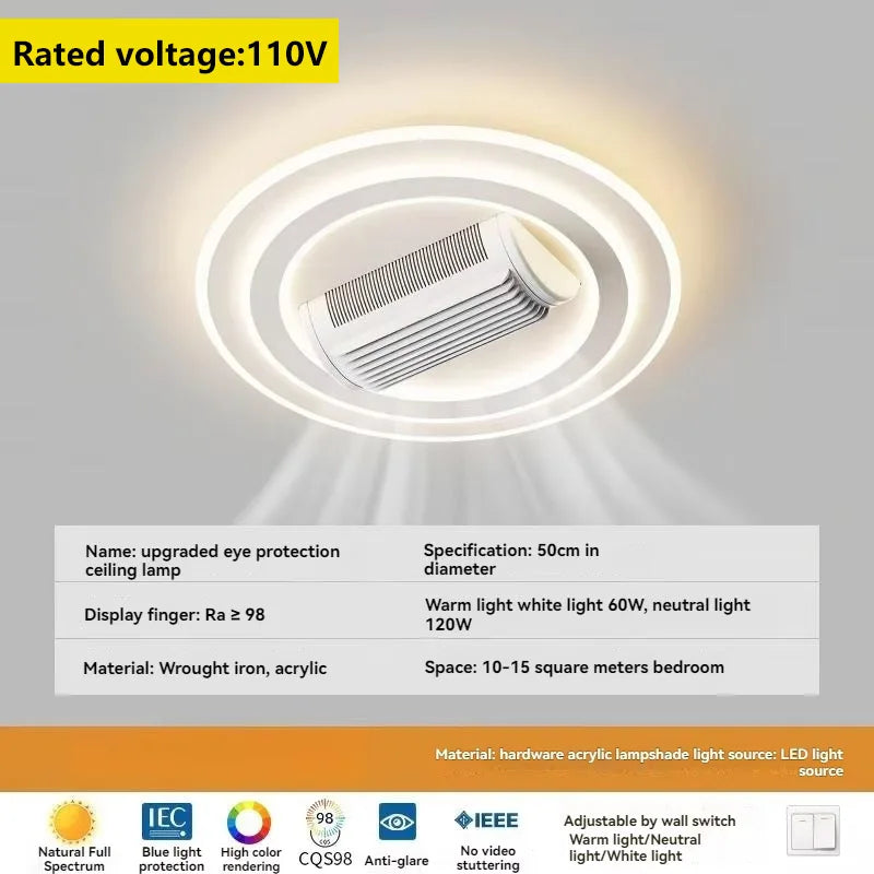 plafonnier led blanc moderne minimaliste ventilation grille diffusion lumière chambre salon