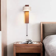 Applique murale tête de lit en bois massif style wabi-sabi médiéval français avec interrupteur à fil