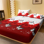 lit drap floral papillons roses rouges blancs coeurs romantiquesetSize 138x190cm 153x203cm