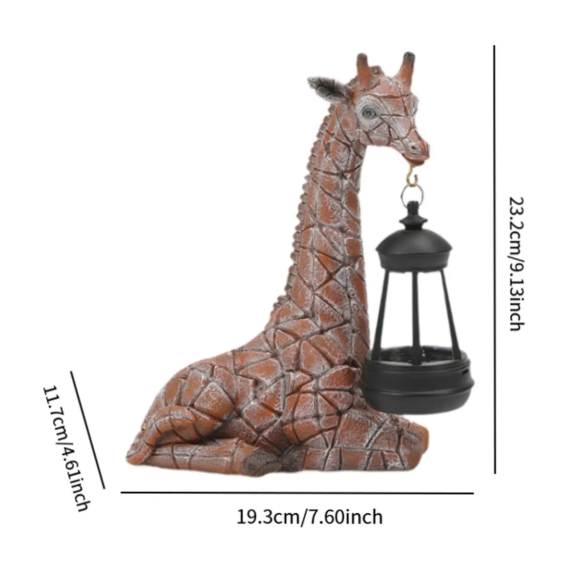 statue girafe lanterne solaire marron beige métal transparent jardin decoration extérieure rustic