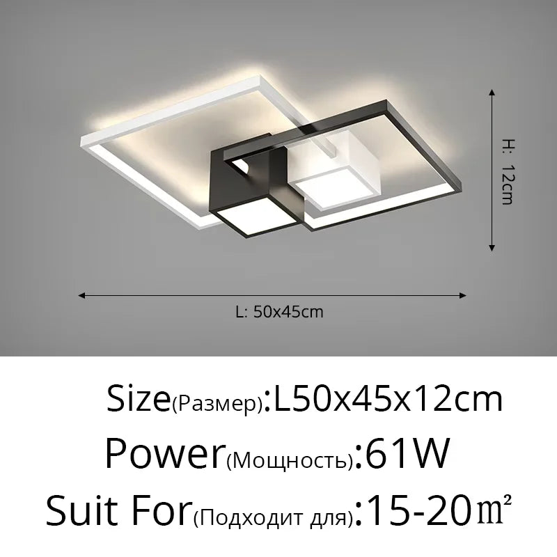 plafonnier led carré moderne minimaliste noir blanc géométrique chambre décoration maison