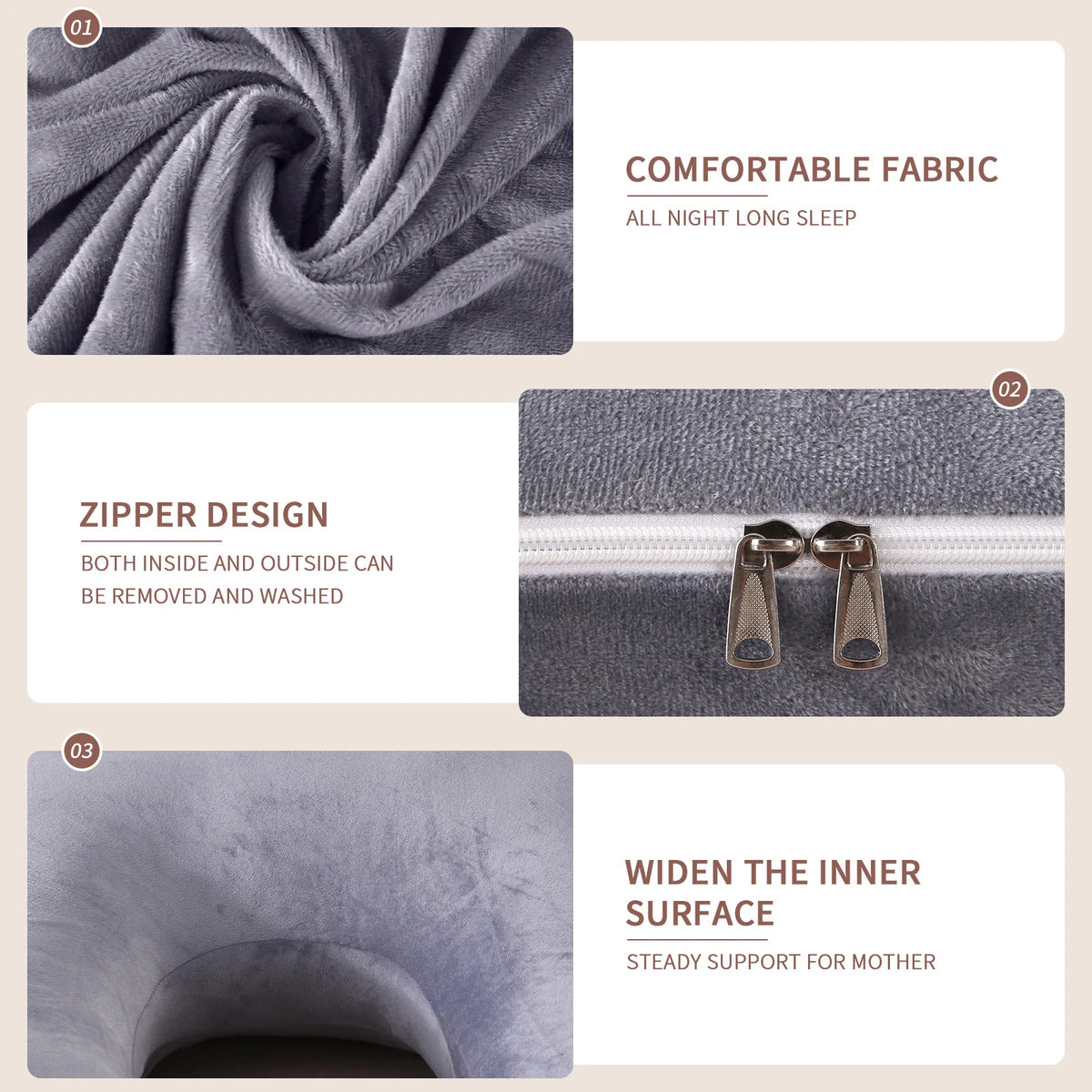 coussin maternité forme mousse mémoire forme gris velours doux support ventre confortable