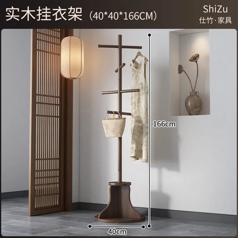 porte manteau rotatif bois marron minimaliste chambre salon indepenant multifunctionalité