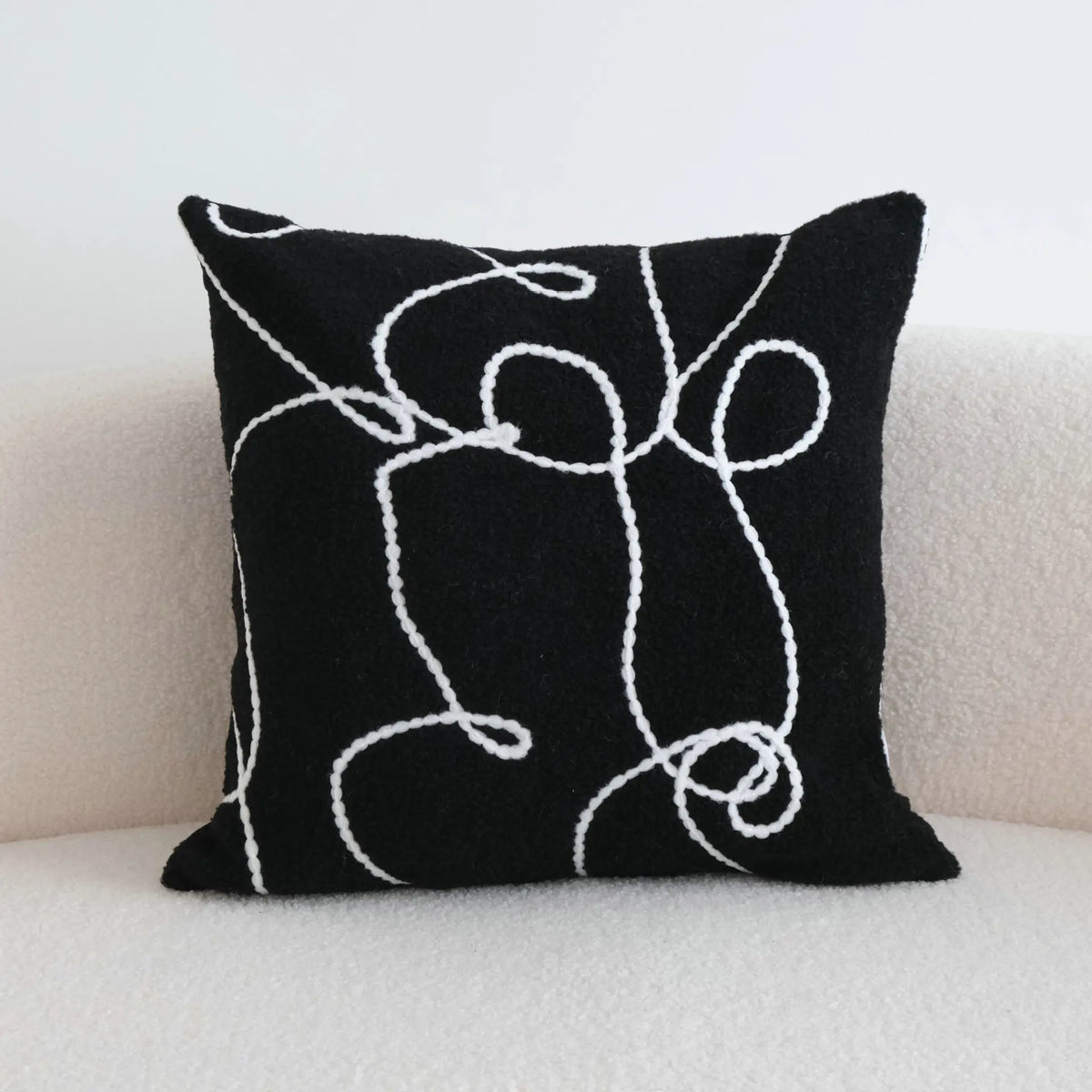 taies d'oreiller géométriques peluche noire blanche abstraction moderne coussin décoratif polyester 45x45cm 30x50cm