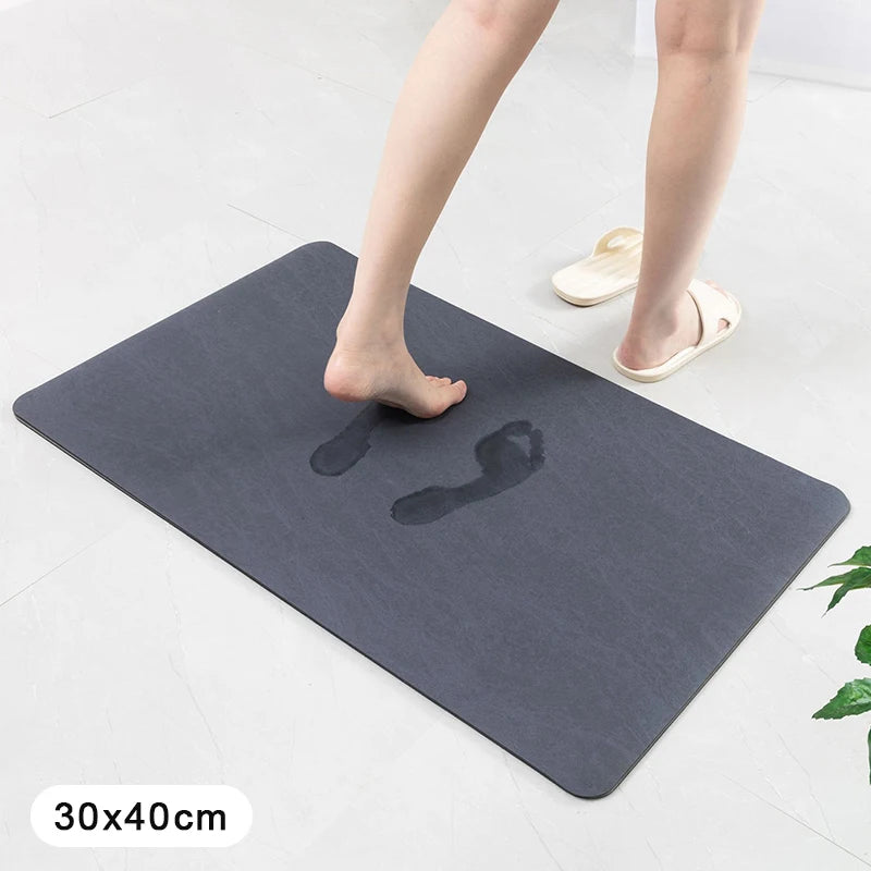 tapis sol gris moderne imprimé pieds antidérapant absorbant séchage rapide PVC