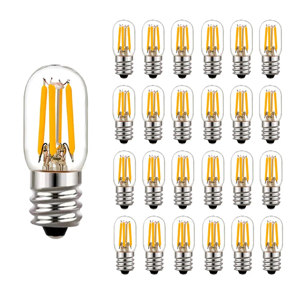ampoules led filament doré transparentes e12 e14 2w 2200k classiques 360° 20000h salon refroidisseur