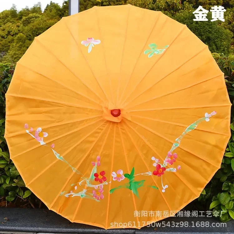 parapluie traditionnel fleurs peintes main rouge rose violet bleu orange jaune vert blanc