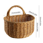 paniers suspendus osier marron clair tressés élégants traditionnels crochets rangement fruits légumes