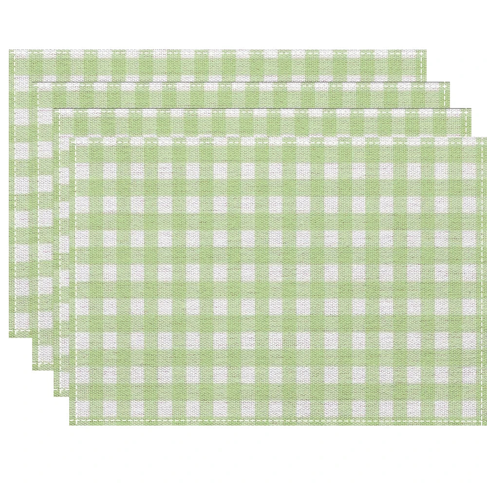 serviettes table carreaux fruits fleurs moderne rose clair gris clair bleu clair jaune clair
