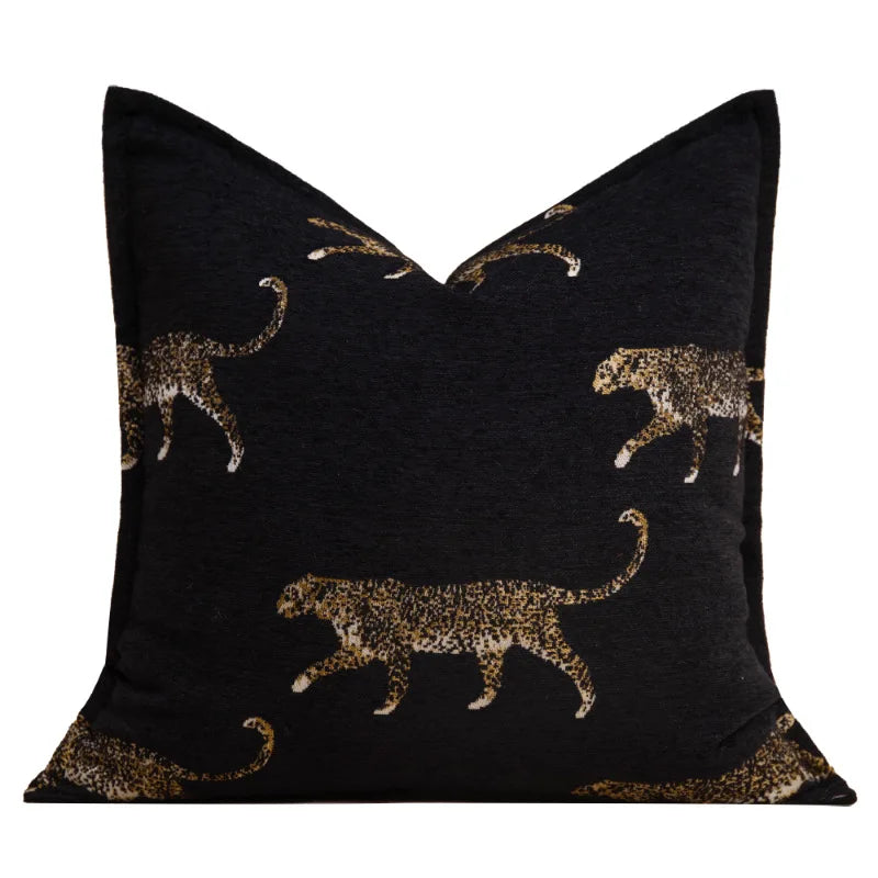 coussins imprimés animaux tigre léopard noir contemporains décoratifs sofa chaise voiture 50x50cm 45x45cm