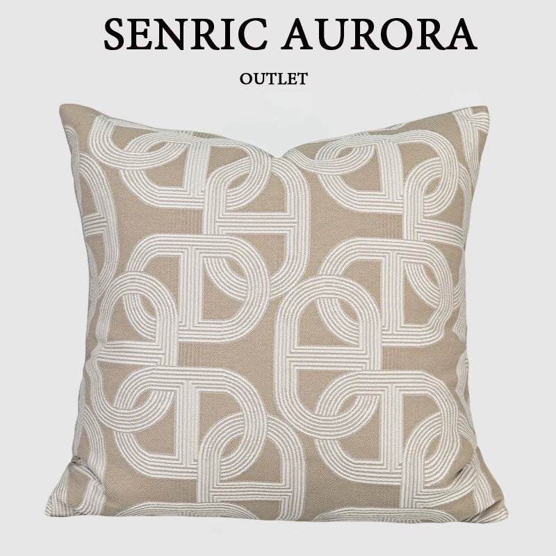 housse coussin carré motif léopard géométrique zigzag texture bouclée moderne polyester