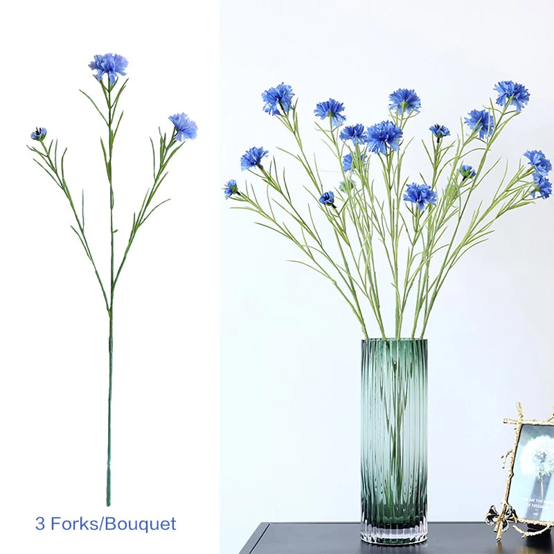 décoration intérieure bouquet artificiel bleu vert blanc moderne 70cm fête mères pendaison crémaillère