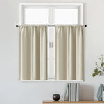 rideau moderne polyester uni beige clair opacité anneaux noirs lot grande taille cuisine