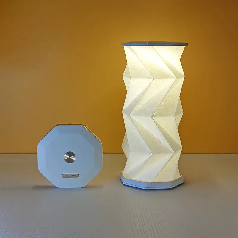 lampe table pliable origami gris beige moderne led rechargeable sans fil