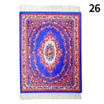 tapis ornements floraux géométriques franges blanches non glissant rouge vert beige