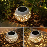 lanterne solaire moderne blanc feuilles découpées ip65 led étanche extérieur table jardin patio