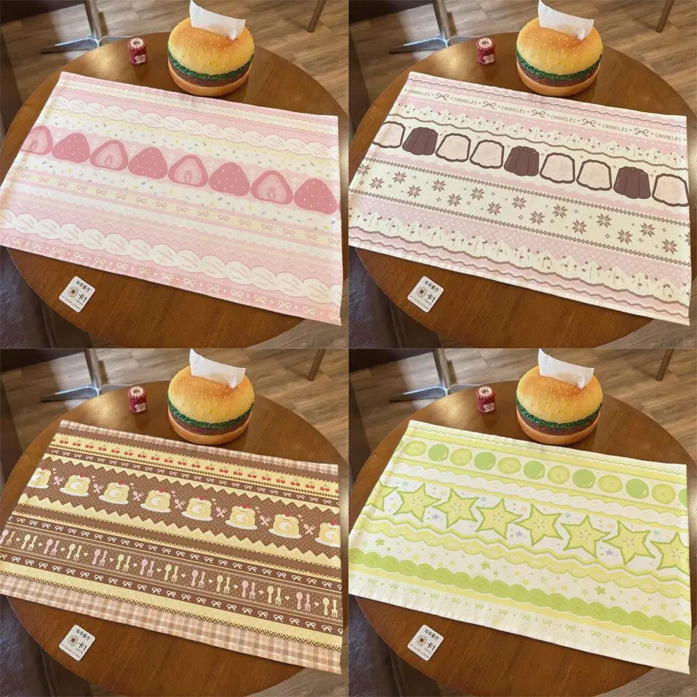 serviette table décorative motif fraise rose fruits enfantin coton lavable machine