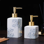distributeur savon liquide céramique blanc bleu fleurs classique salle bains 280ml 450ml