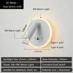 applique murale led moderne ports usb lampes lecture réglables chambre étude