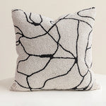 coussin noir blanc brodé géométrique moderne fixé 45x45cm décoration