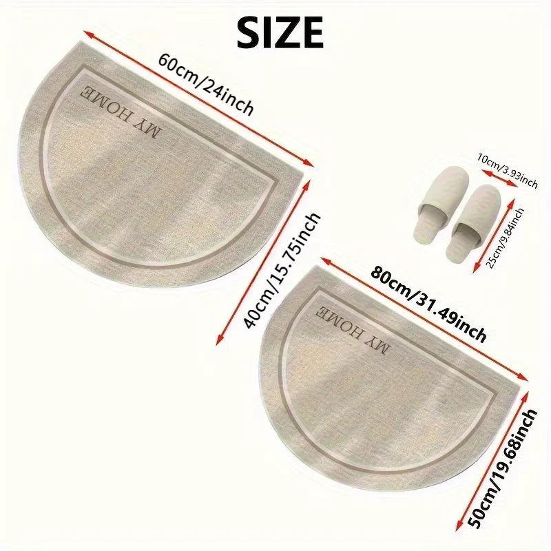 tapis demi circulaire beige clair velours bouclé moderne antidérapant porte entrée bienvenue maison résistant