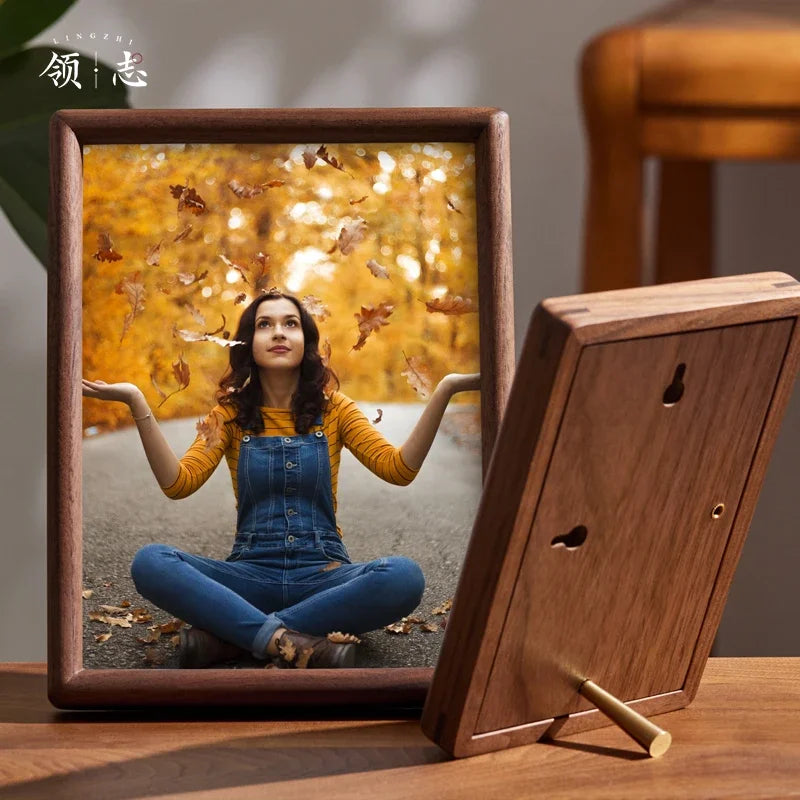 cadre photo bois marron rustique minimaliste chaleureux murs decoration paysages portraits animaux