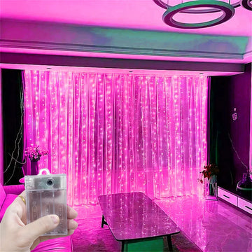 rideau lumineux led multicolore transparent moderne 3m 3m 300 leds autonomes