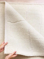 tapis blanc texture moderne salon chambre coucher laine coton 90 10 lavage main rectangle