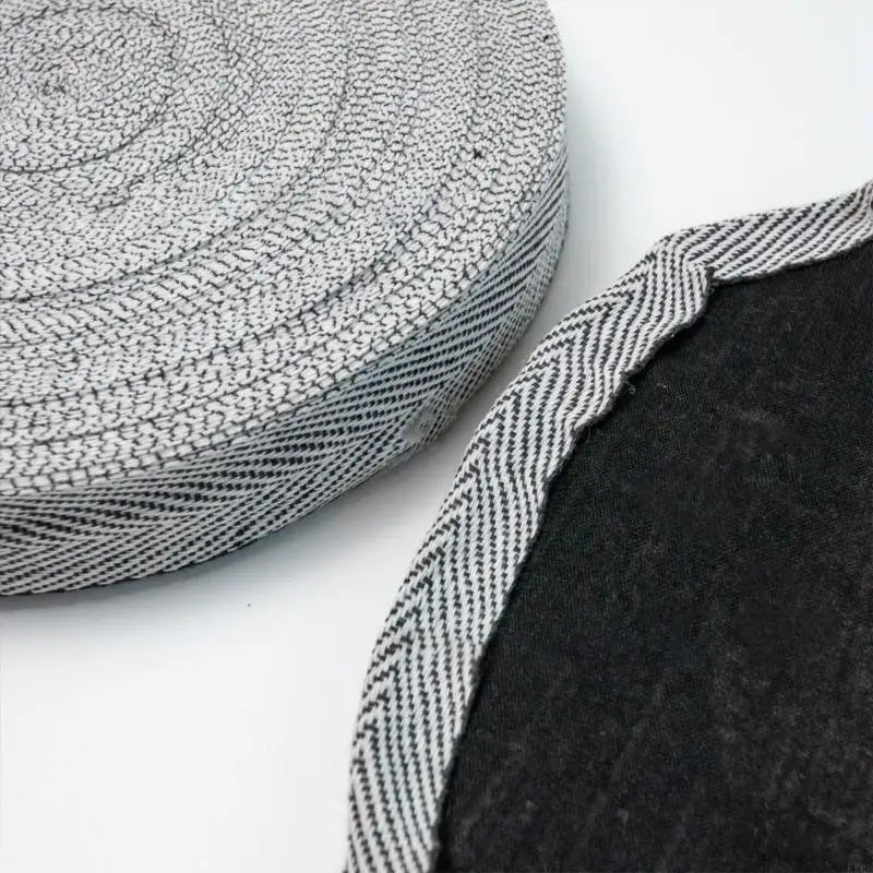 ruban coton résistant rayures diagonales gris clair noir beige 4cm large tissé adhésif bricolage