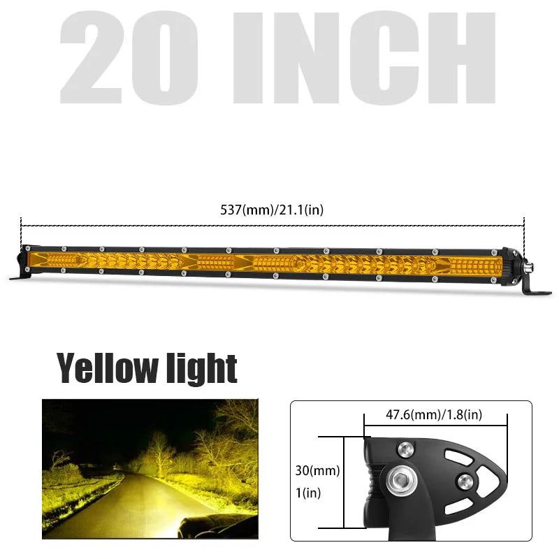 barre led jaune 10 20 pouces spot flood tout terrain ip67 clips modernes