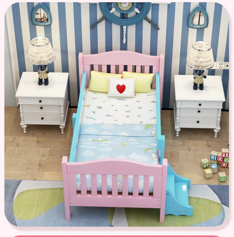 lit enfant bois rose bleu blanc naturel classique sans motif tapis jouets commode