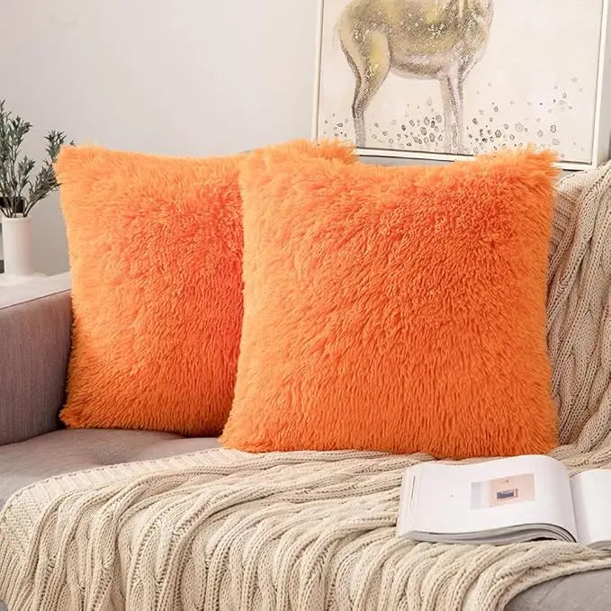 housses coussin décoratives peluche polyester moderne fermeture glissière bleu noir rose violet orange blanc