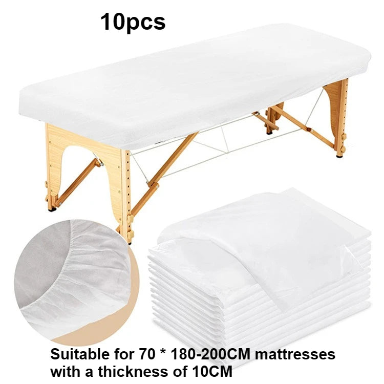draps housses jetables blancs texture moderne table massage coussin cou