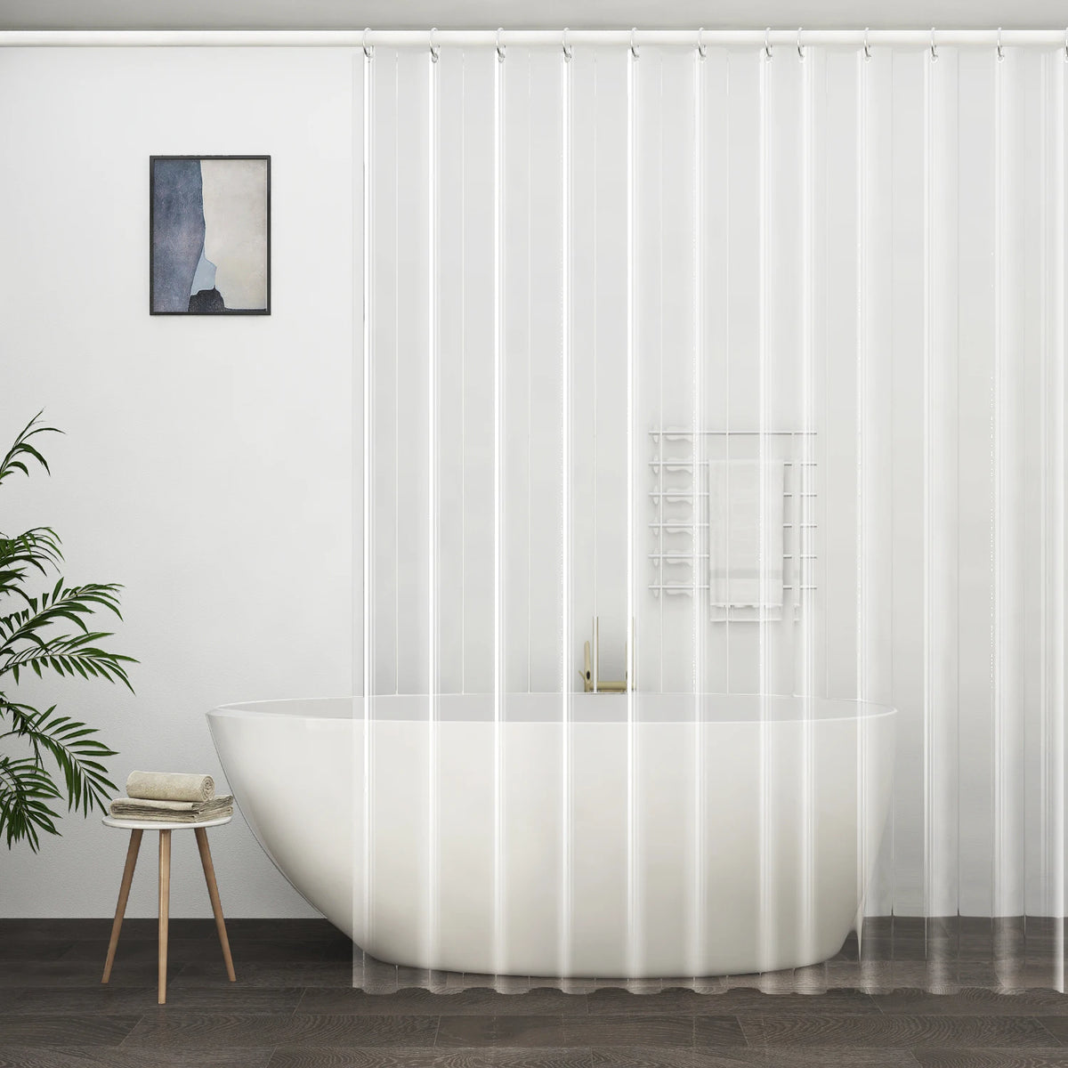 rideau douche transparent moderne anneaux métalliques respectueux environnement eva 120x180cm 150x200cm