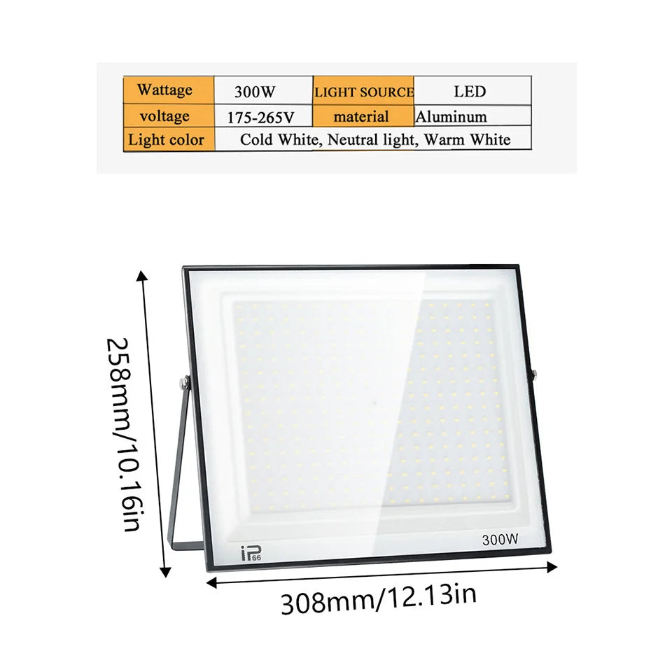 projecteur led ip66 étanche 20w 30w 50w 100w extérieur blanc noir moderne