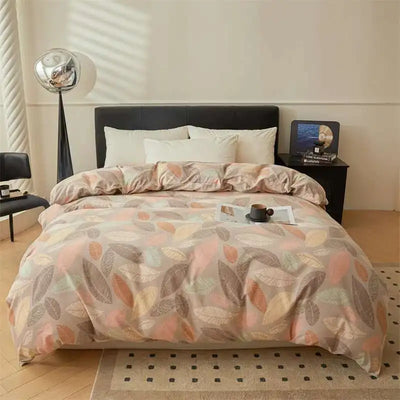 Housse de couette 240x220 cm en coton brossé épais couleur gris clair sur lit